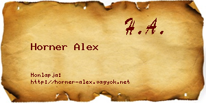 Horner Alex névjegykártya